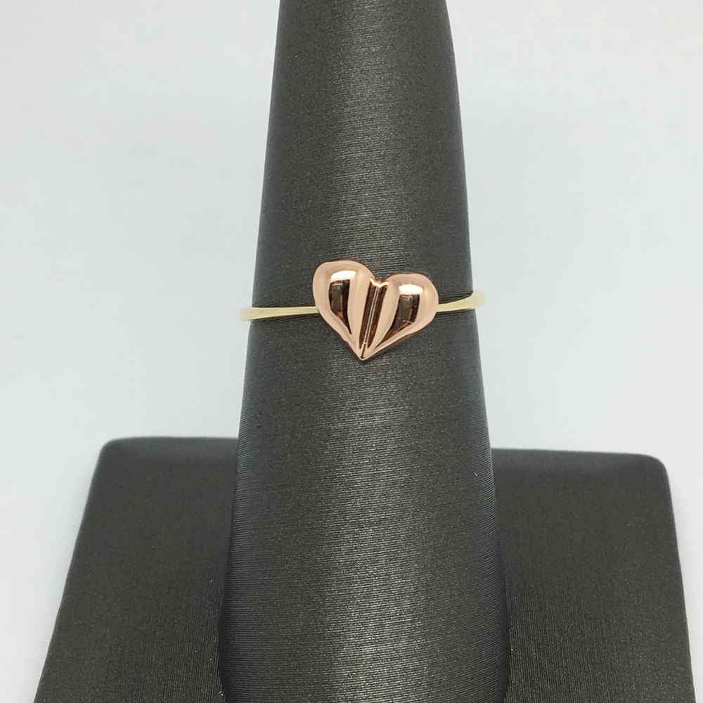14k Real Two-Tone Gold Heart Ring